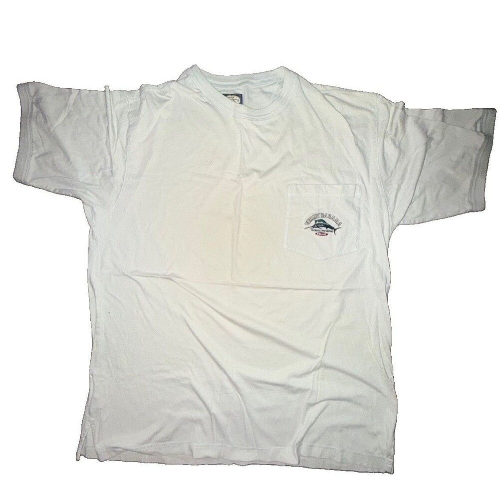 Tommy Bahama Vintage T-Shirt Mens XL Off White Pocket Logo Relax Short Sleeve